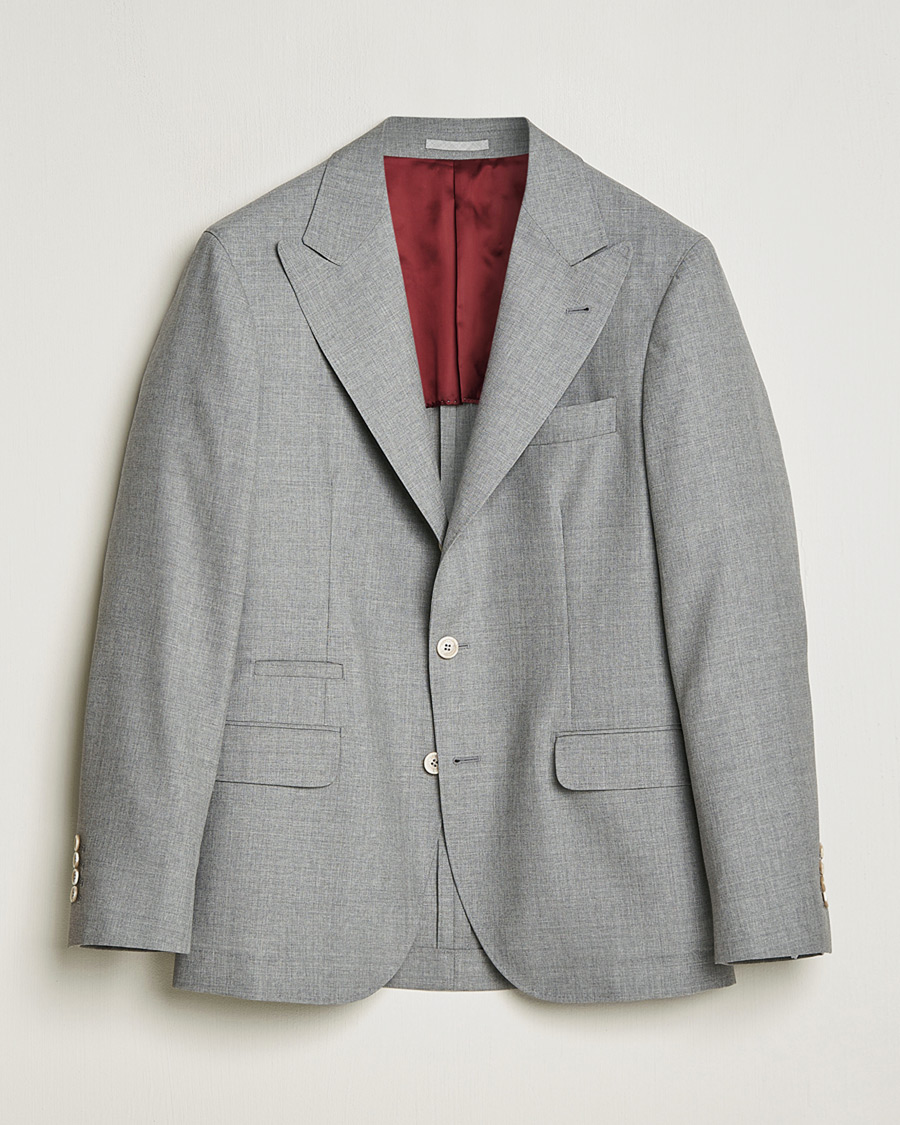 Herr |  | Pre-owned | Brunello Cucinelli Peak Lapel Wool Blazer Light Grey