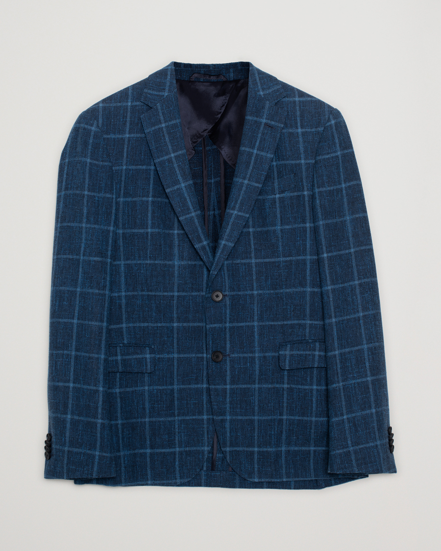 Herr | Hugo Boss Nobis Checked Blazer Dark Blue 46 | Pre-owned | Hugo Boss Nobis Checked Blazer Dark Blue 46