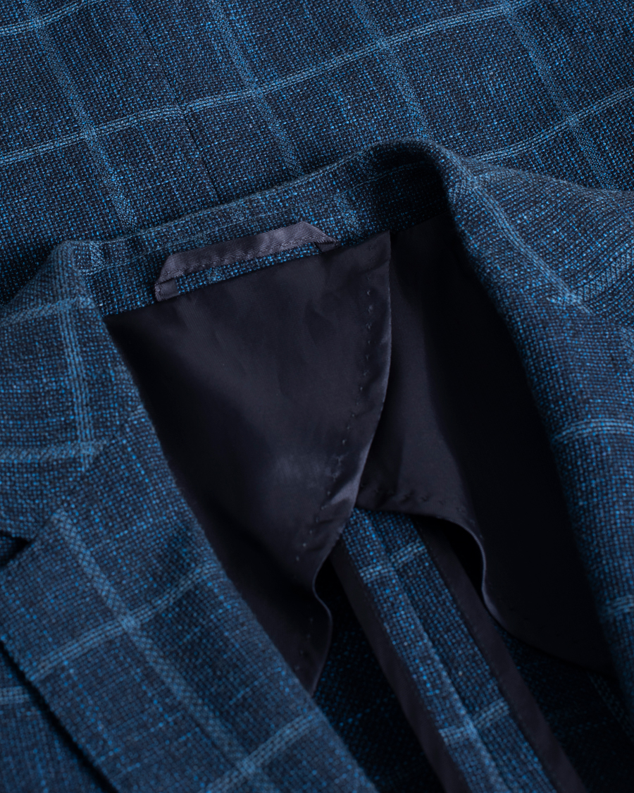 Herr | Hugo Boss Nobis Checked Blazer Dark Blue 46 | Pre-owned | Hugo Boss Nobis Checked Blazer Dark Blue 46
