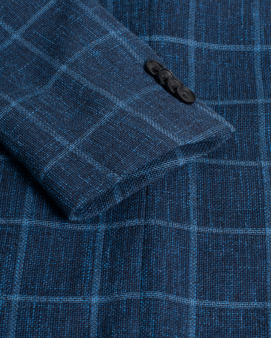 Herr | Hugo Boss Nobis Checked Blazer Dark Blue 46 | Pre-owned | Hugo Boss Nobis Checked Blazer Dark Blue 46