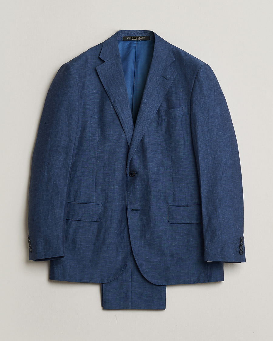 Herr | Pre-owned Kostymer | Pre-owned | Corneliani Linen/Wool Blend Suit Blue 52