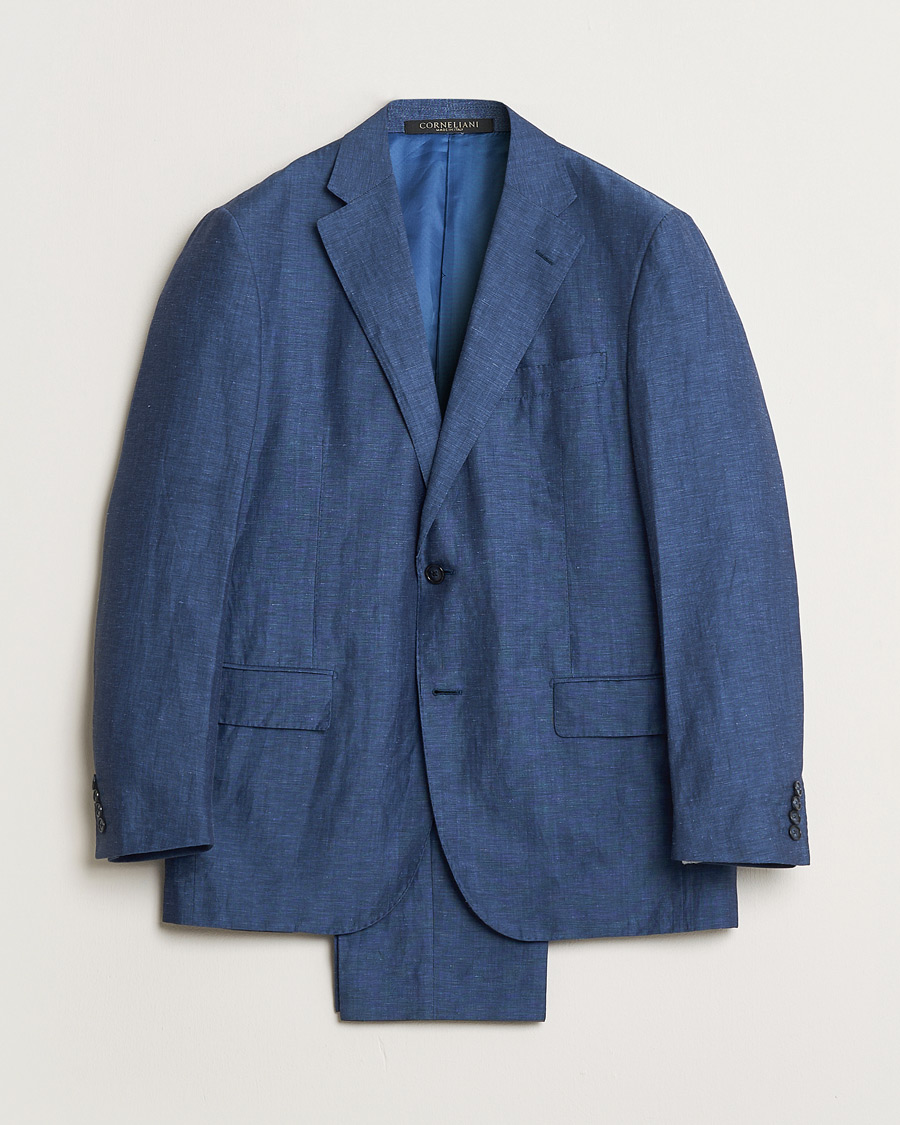 Herr | Pre-owned Kostymer | Pre-owned | Corneliani Linen/Wool Blend Suit Blue 52