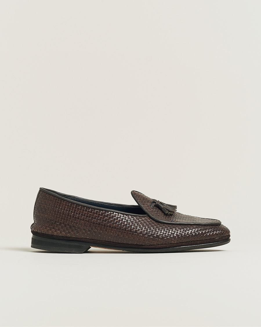 Herr | Pre-owned Skor | Pre-owned | Rubinacci Marphy Woven Dark Brown Leather Tassel Loafers 41