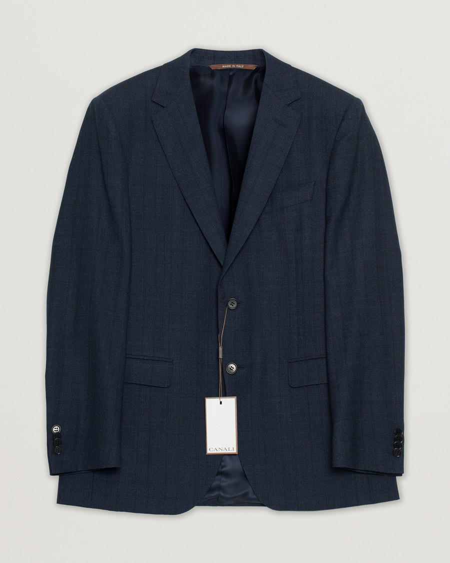Herr | Pre-owned Kavajer | Pre-owned | Canali Checked Wool Blazer Navy 50