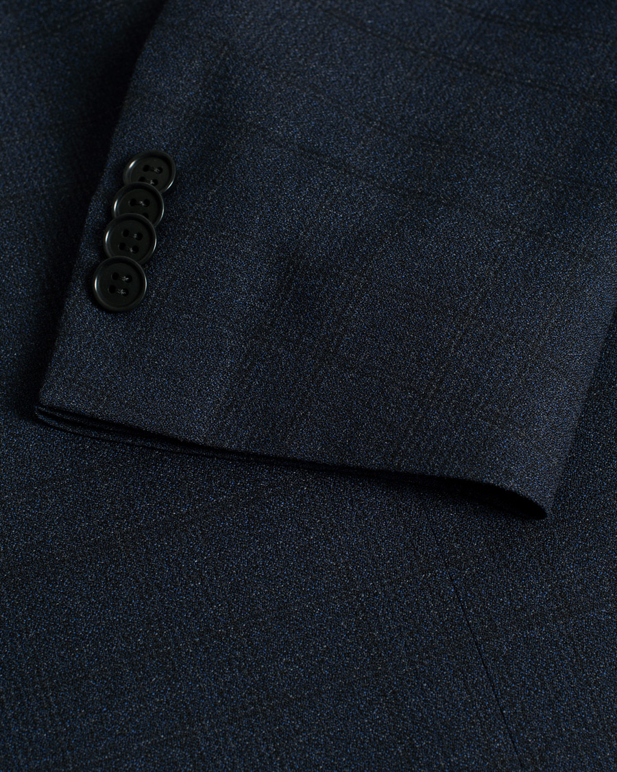 Herr | Canali Checked Wool Blazer Navy 50 | Pre-owned | Canali Checked Wool Blazer Navy 50