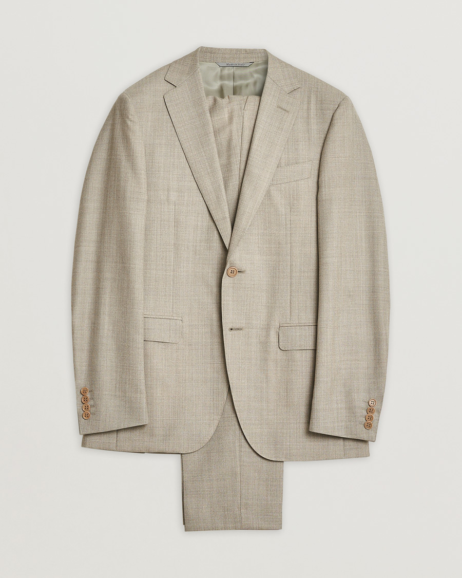 Herr | Pre-owned Kostymer | Pre-owned | Canali Wool Suit Beige Melange 48