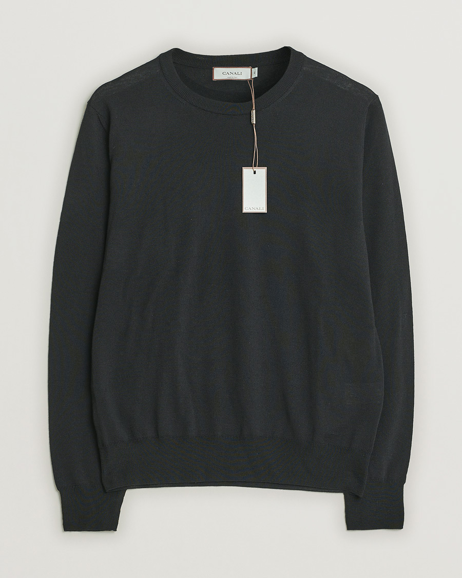 Herr | | Pre-owned | Canali Merino Wool Crew Neck Black