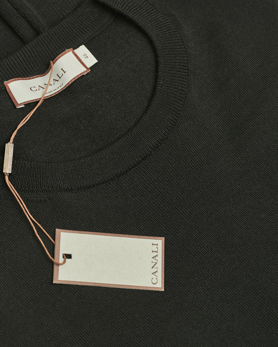 Herr | Canali Merino Wool Crew Neck Black | Pre-owned | Canali Merino Wool Crew Neck Black