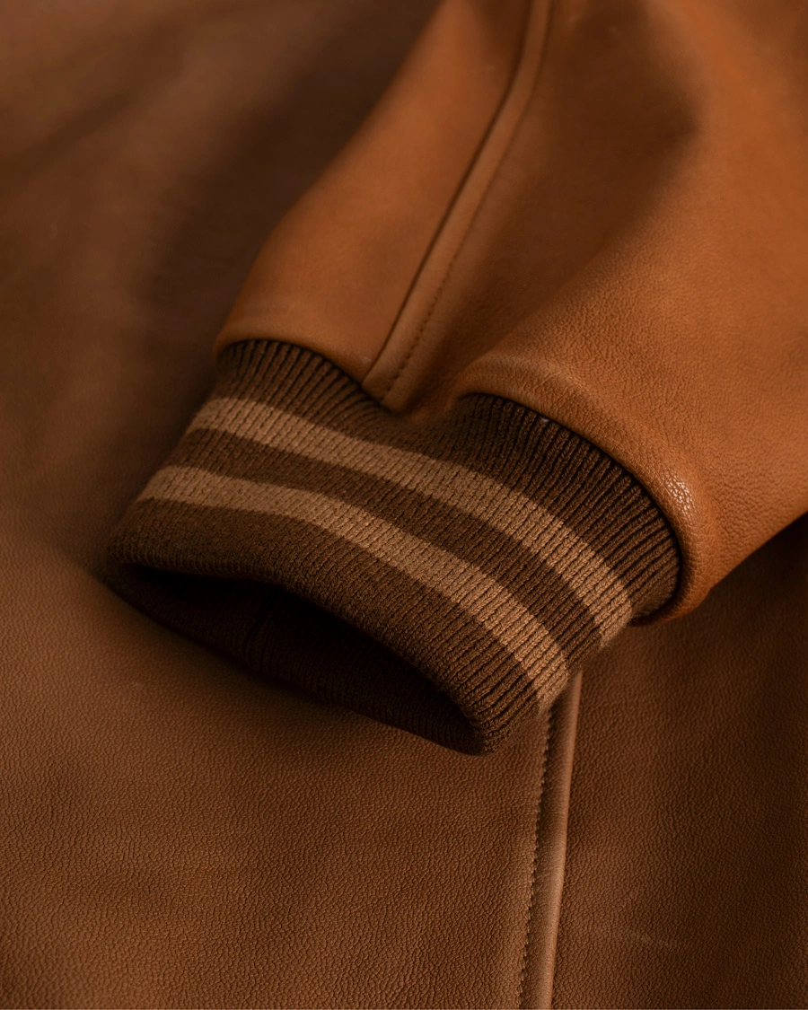 Herr | GANT Leather Varsity Jacket Brown Sugar | Pre-owned | GANT Leather Varsity Jacket Brown Sugar