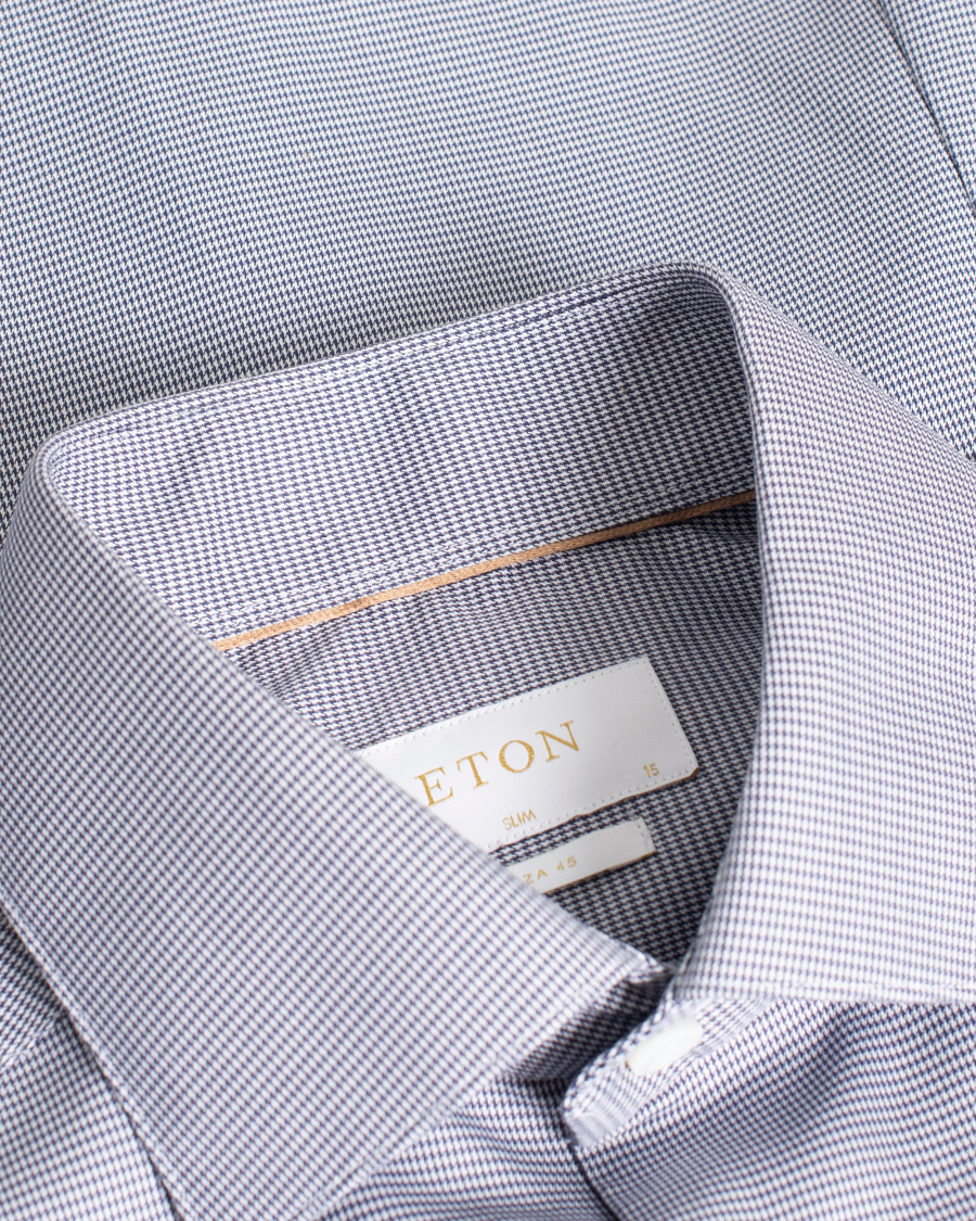 Herr | Pre-owned Skjortor | Pre-owned | Eton Giza 45 Houndtooth Shirt Grey/White 38 - S