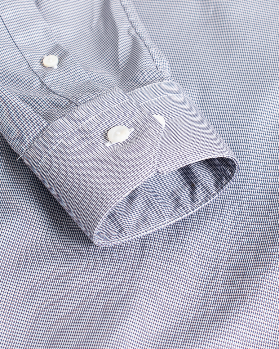 Herr | Eton Giza 45 Houndtooth Shirt Grey/White 38 - S | Pre-owned | Eton Giza 45 Houndtooth Shirt Grey/White 38 - S