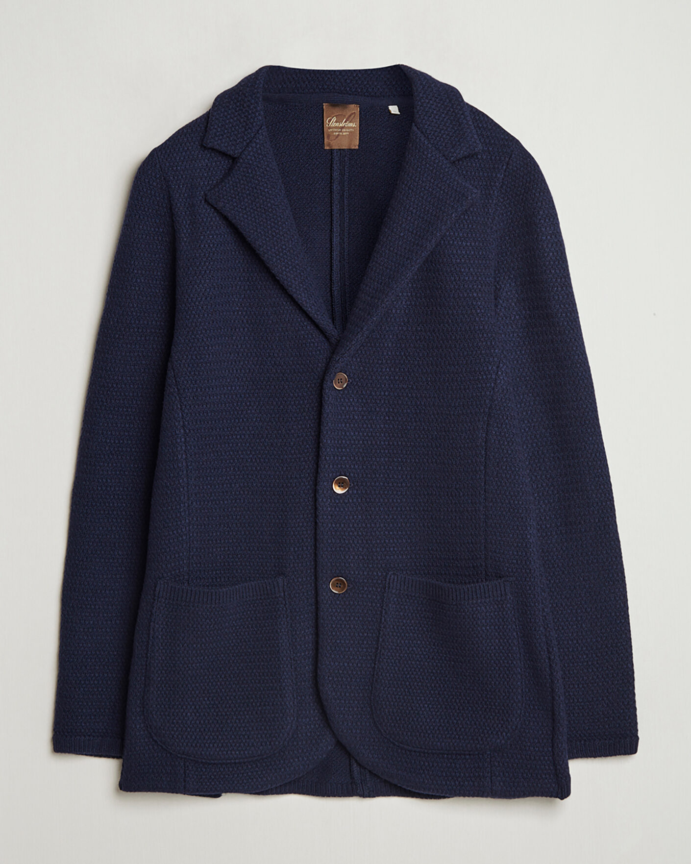 Herr | Pre-owned Kavajer | Pre-owned | Stenströms Knitted Textured Merino Wool Blazer Navy M