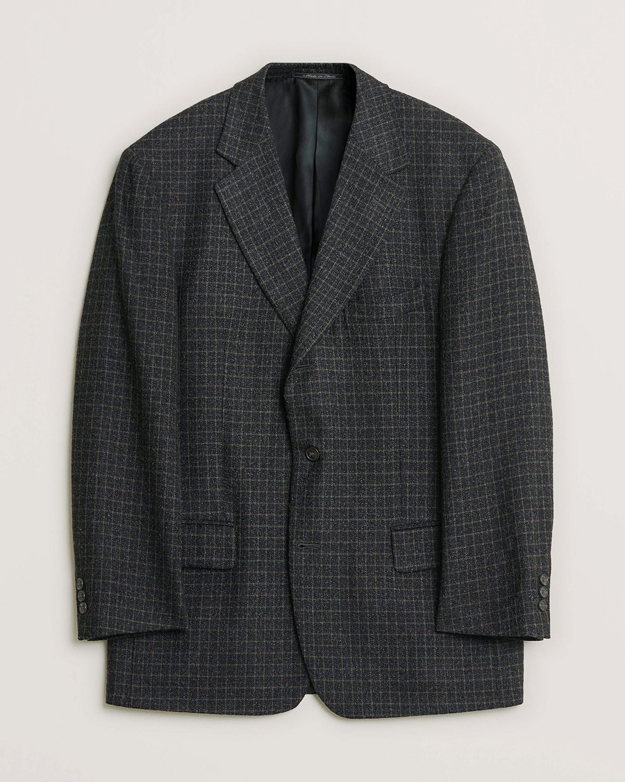 Herr | Pre-owned Kavajer | Pre-owned | Ermenegildo Zegna Vintage Wool Checked Blazer Dark Grey 50