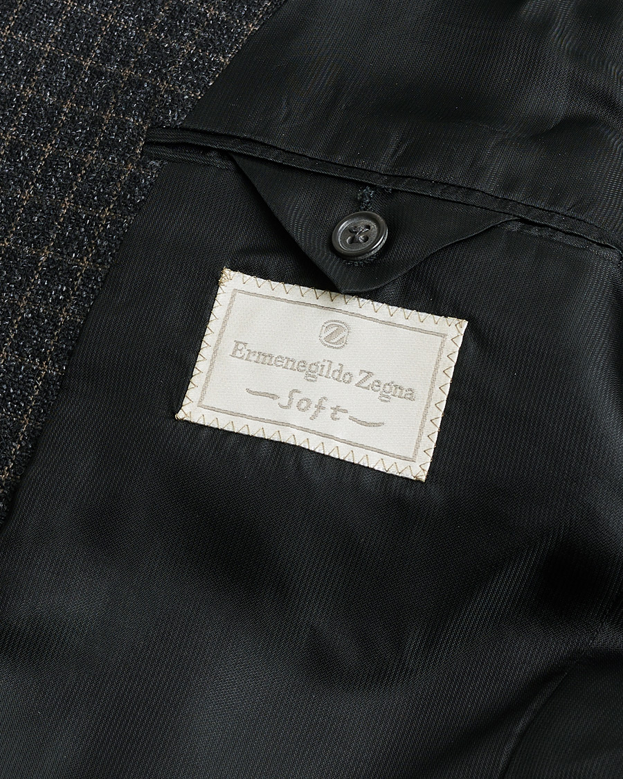 Herr | Pre-owned Kavajer | Pre-owned | Ermenegildo Zegna Vintage Wool Checked Blazer Dark Grey 50