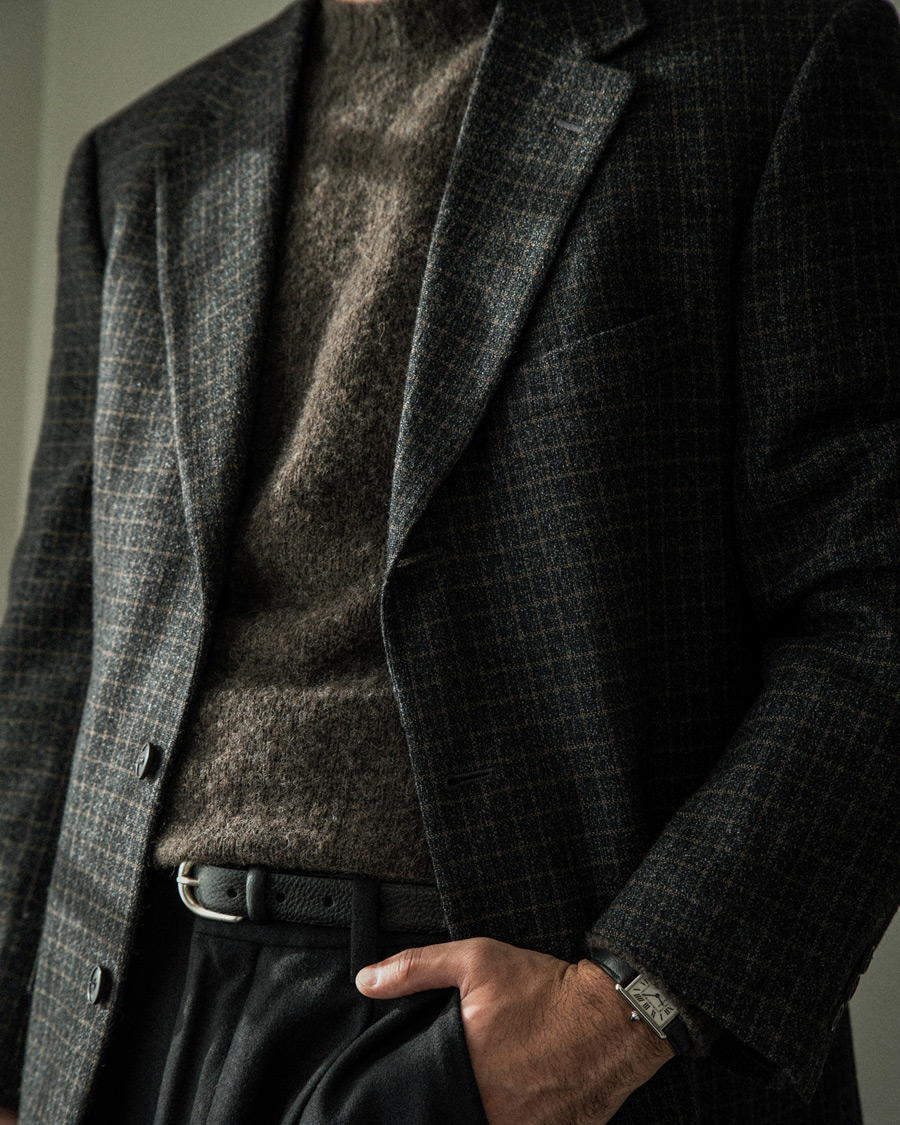 Herr | Pre-owned Kavajer | Pre-owned | Ermenegildo Zegna Vintage Wool Checked Blazer Dark Grey 50