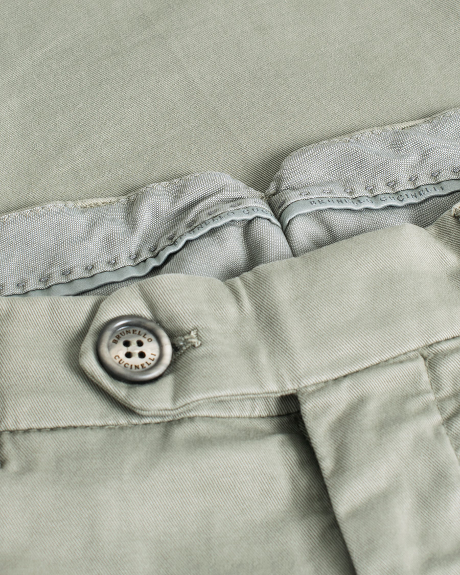 Herr | Brunello Cucinelli Slim Fit Chinos Sage 46 | Pre-owned | Brunello Cucinelli Slim Fit Chinos Sage 46