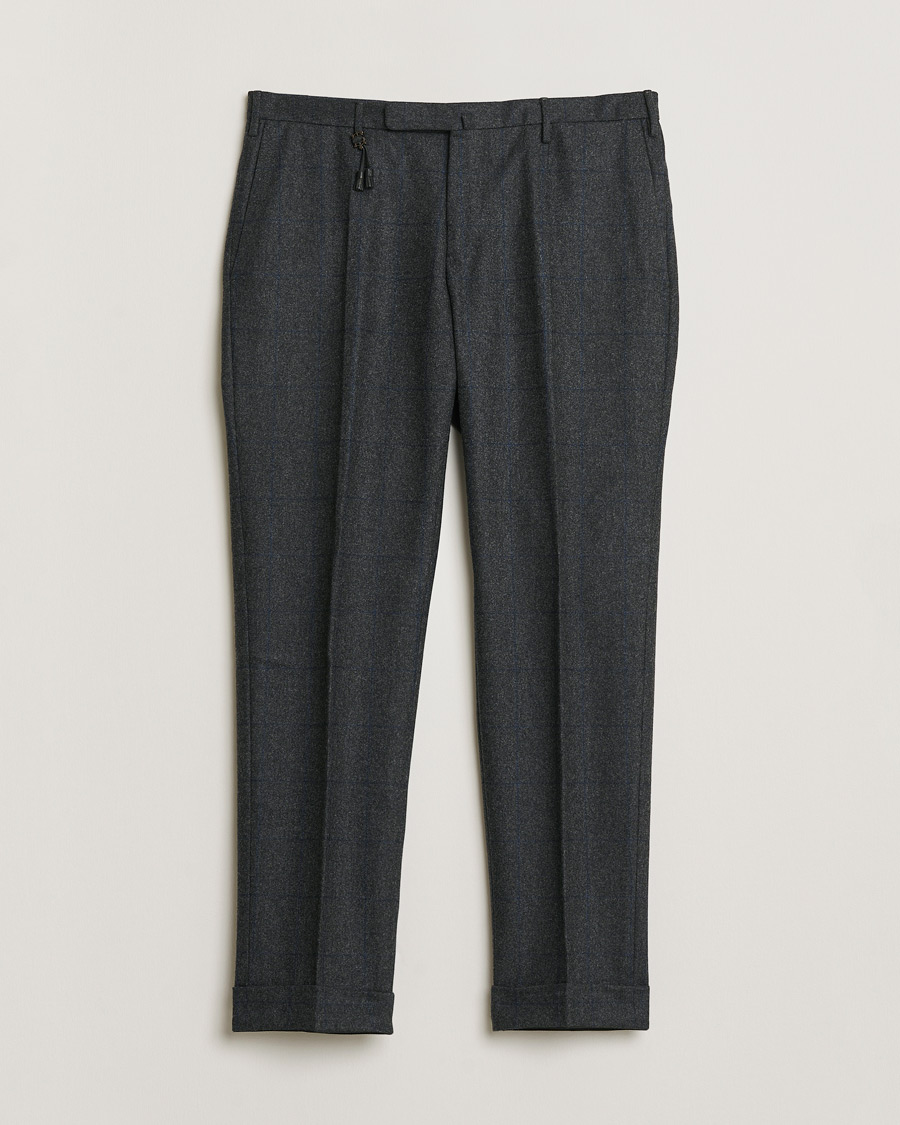 Herr | Pre-owned Byxor | Pre-owned | Incotex Slim Fit Flannel Trousers Dark Grey Check 50
