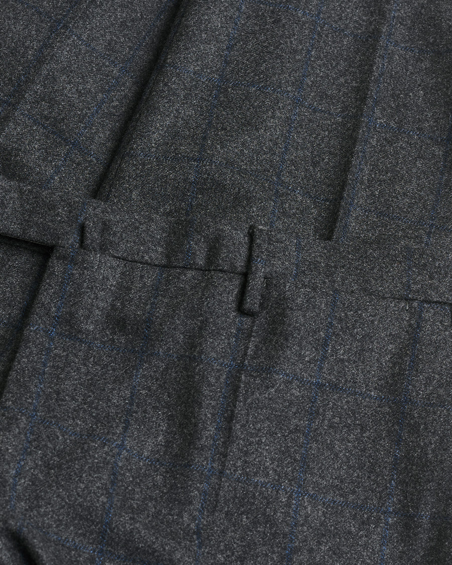 Herr | Pre-owned Byxor | Pre-owned | Incotex Slim Fit Flannel Trousers Dark Grey Check 50
