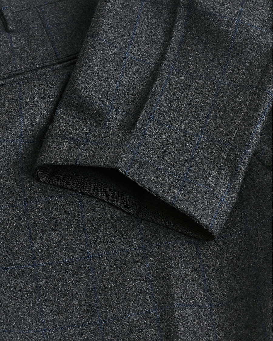 Herr | Pre-owned Byxor | Pre-owned | Incotex Slim Fit Flannel Trousers Dark Grey Check 50