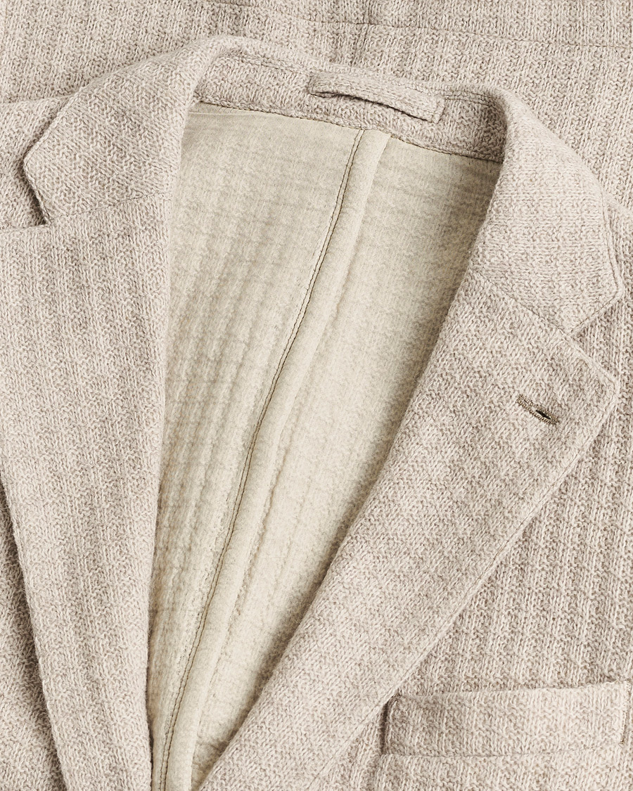 Herr | Pre-owned Kavajer | Pre-owned | L.B.M. 1911 Knitted Punto Wool Structure Blazer Camel 54
