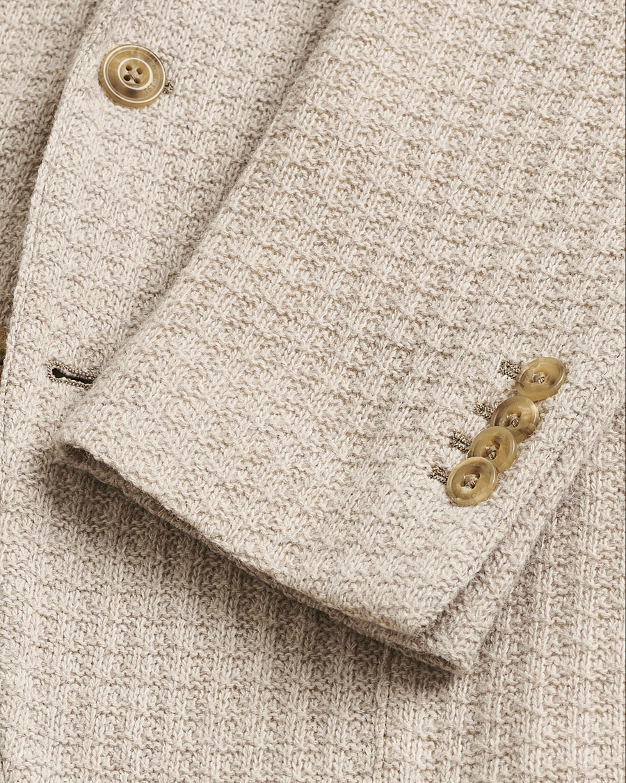 Herr | Pre-owned Kavajer | Pre-owned | L.B.M. 1911 Knitted Punto Wool Structure Blazer Camel 54