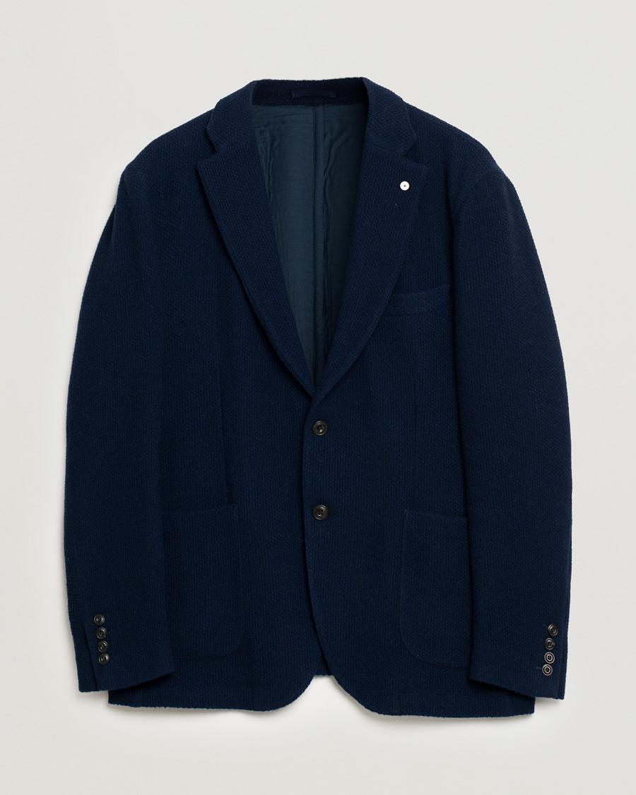 Herr | Kavajer | Pre-owned | L.B.M. 1911 Knitted Punto Wool Structure Blazer Navy