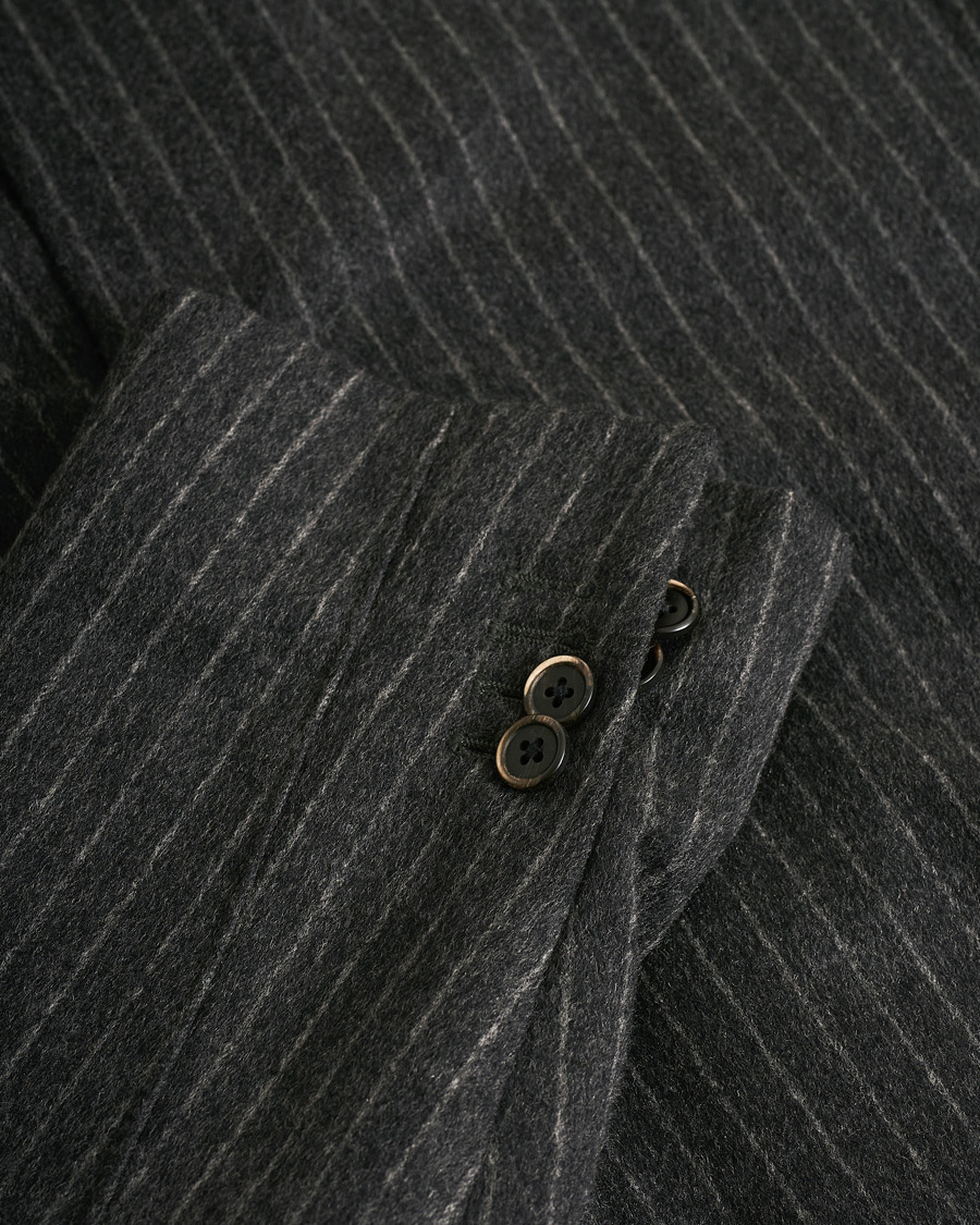 Herr | Corneliani ID Wool Zip Coat Charcoal Pinstripe 50 | Pre-owned | Corneliani ID Wool Zip Coat Charcoal Pinstripe 50