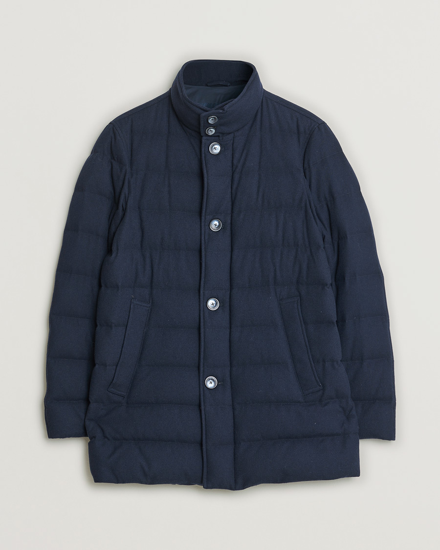 Herr | Pre-owned Jackor | Pre-owned | Herno Cashmere Flannel Down Coat Navy