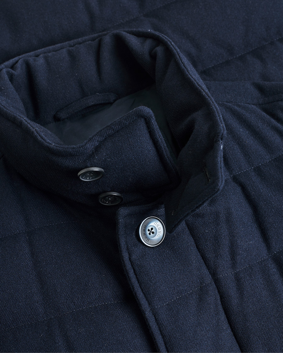 Herr | Pre-owned Jackor | Pre-owned | Herno Cashmere Flannel Down Coat Navy