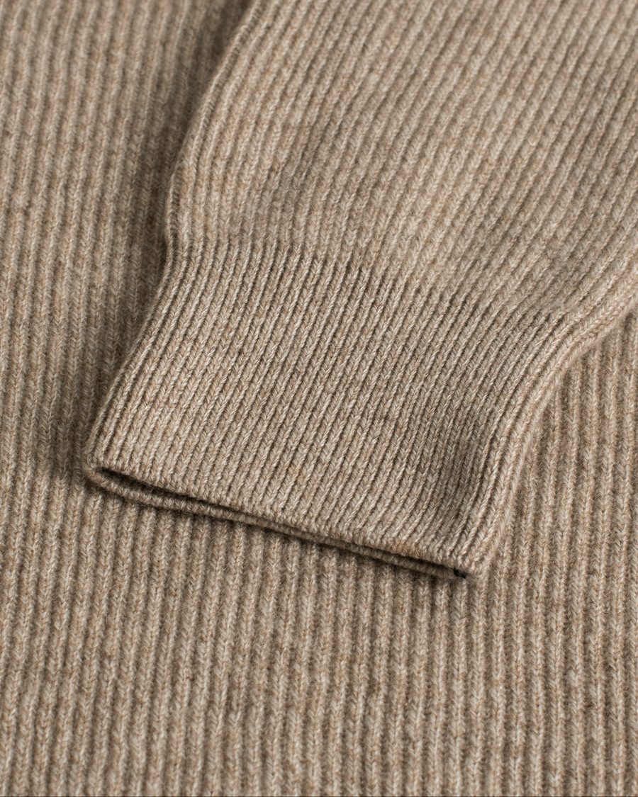 Herr | Fioroni Puro Filo Cashmere Rib Crewneck Beige 48 | Pre-owned | Fioroni Puro Filo Cashmere Rib Crewneck Beige 48