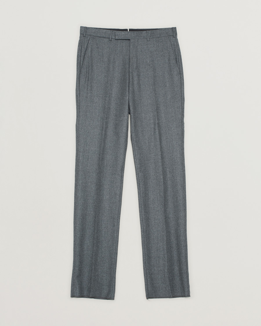 Herr | Zegna Carded Flannel Trousers Grey Melange | Pre-owned | Zegna Carded Flannel Trousers Grey Melange