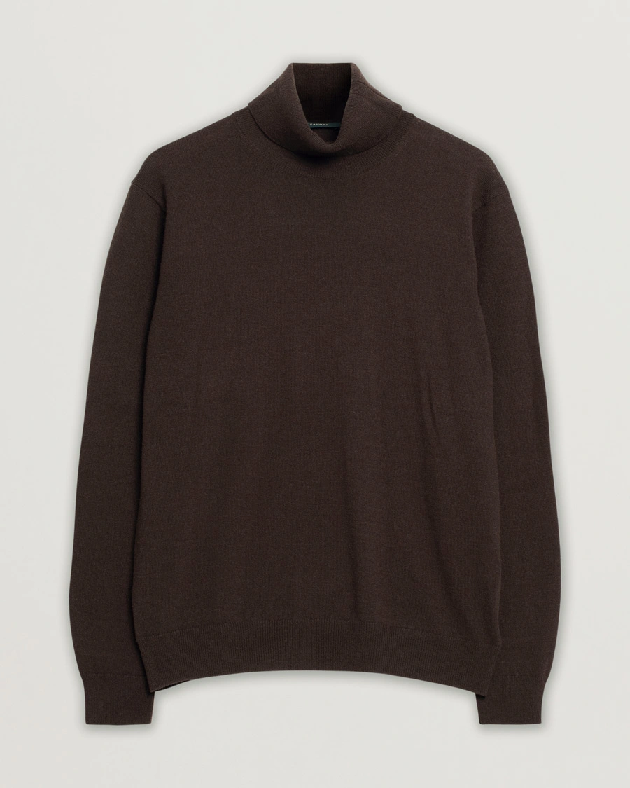 Herr | Zanone Virgin Wool/Cashmere Rollneck Brown 50 | Pre-owned | Zanone Virgin Wool/Cashmere Rollneck Brown 50