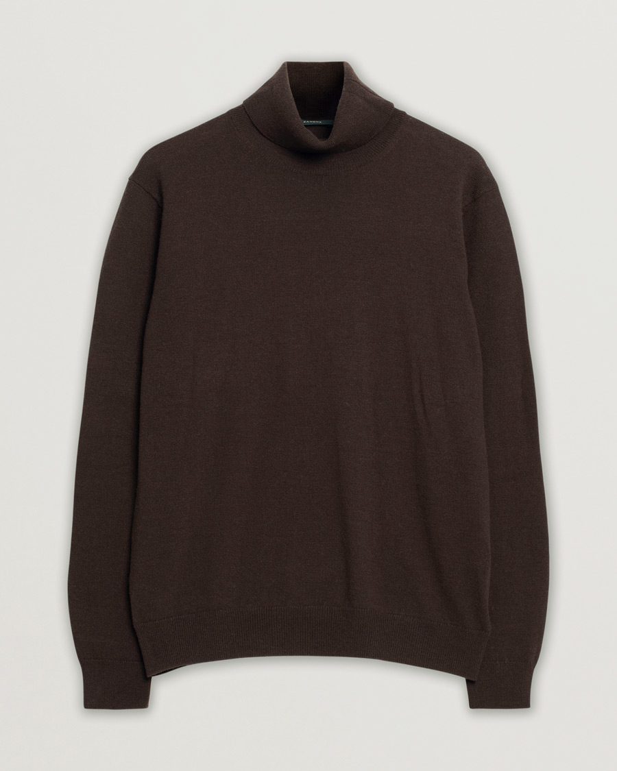 Herr | Zanone Virgin Wool/Cashmere Rollneck Brown 50 | Pre-owned | Zanone Virgin Wool/Cashmere Rollneck Brown 50