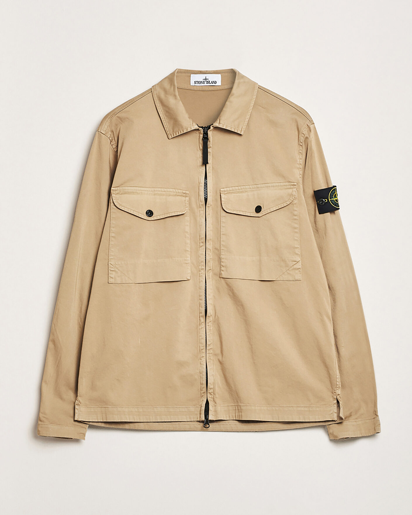 Herr | Pre-owned Jackor | Pre-owned | Stone Island Cotton Stretch Zip Overshirt Biscuit XL