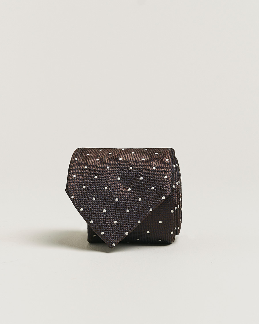 Herr | Canali Micro Dot Silk Tie Brown | Pre-owned | Canali Micro Dot Silk Tie Brown