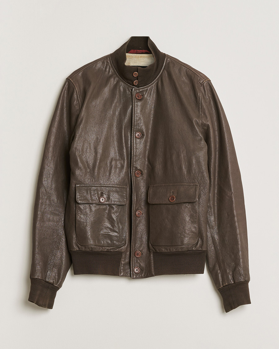 Herr | Pre-owned Jackor | Pre-owned | Stewart Calf Bomber Jacket Dark Brown L