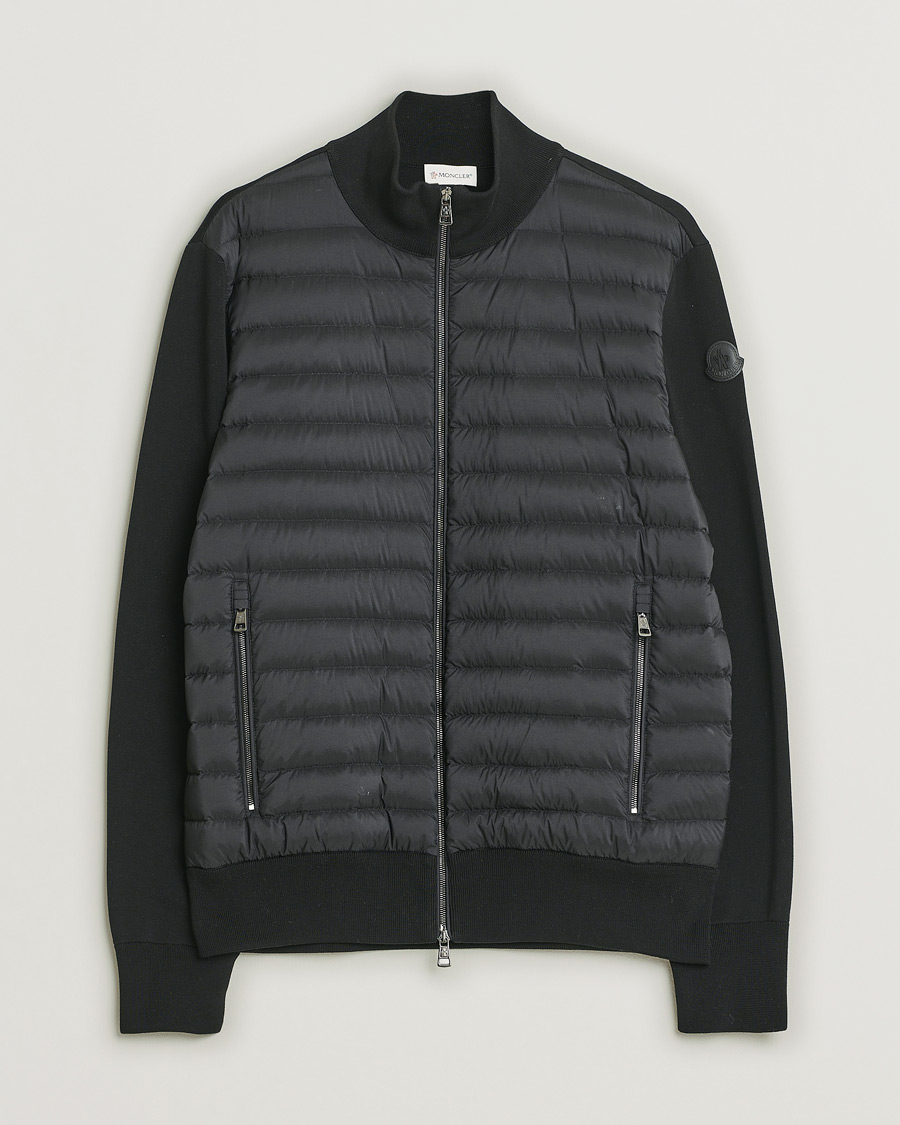 Herr | Moncler Hybrid Zip Cardigan Black | Pre-owned | Moncler Hybrid Zip Cardigan Black