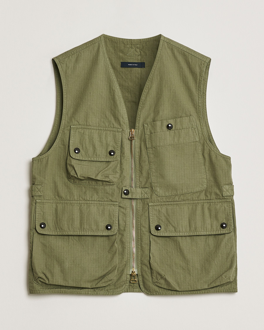 Herr | Pre-owned Jackor | Pre-owned | Drake's Ripstop Utility Cotton Vest Green UK36 - EU46