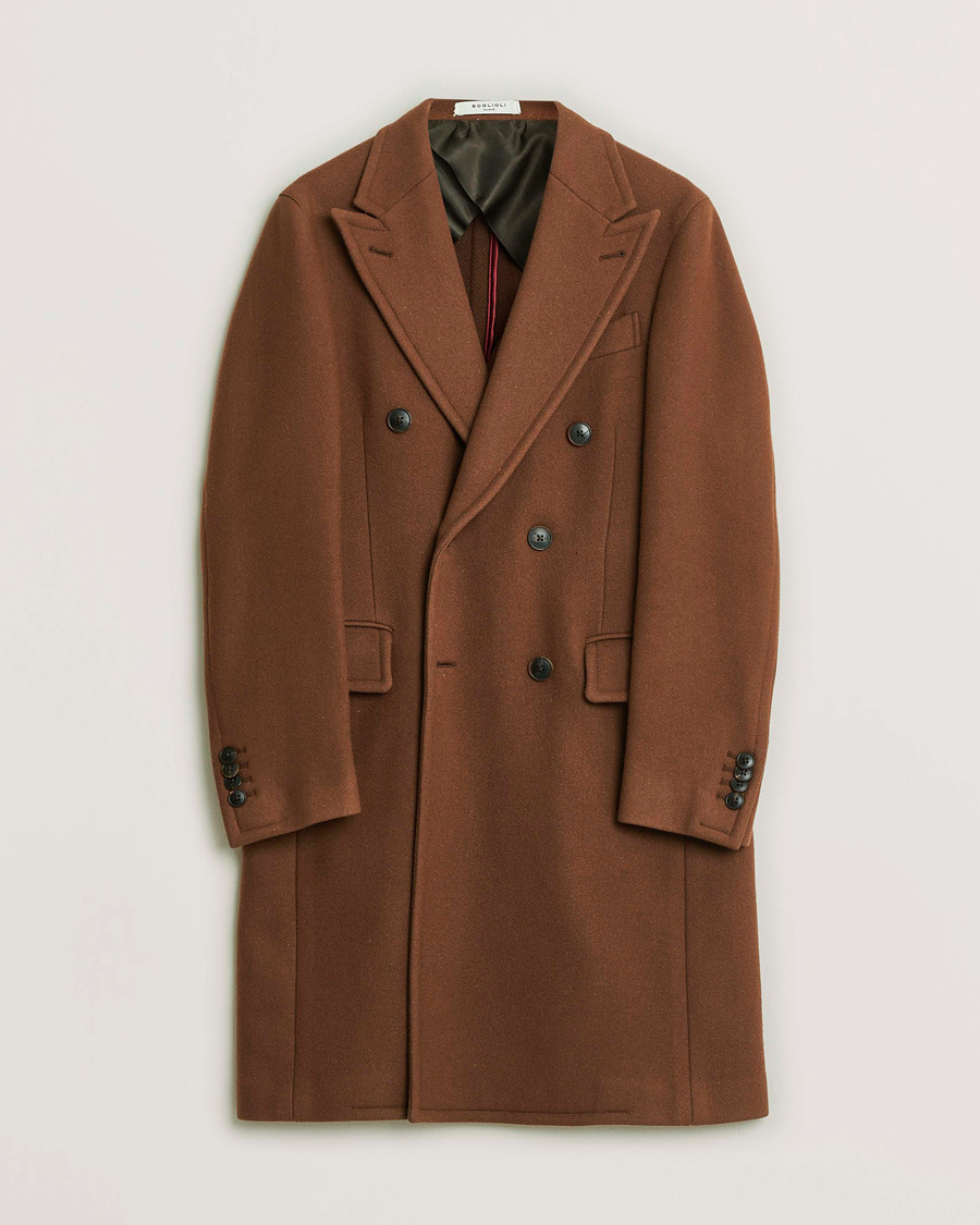Herr | Pre-owned Jackor | Pre-owned | Boglioli Double Breasted Wool Coat Rust Brown 46