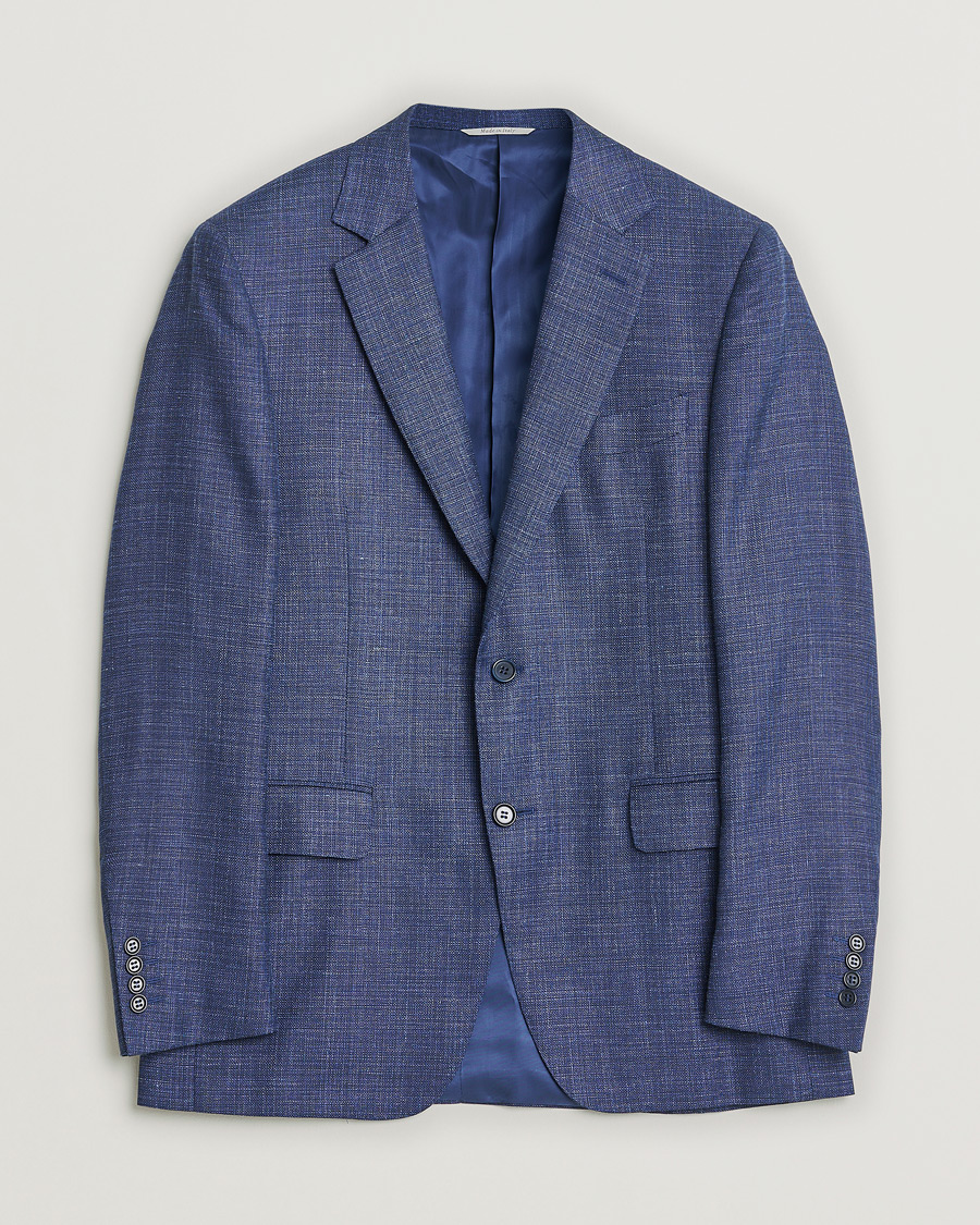 Herr | Pre-owned Kavajer | Pre-owned | Canali Wool, Silk & Linen Blazer Navy Melange 48