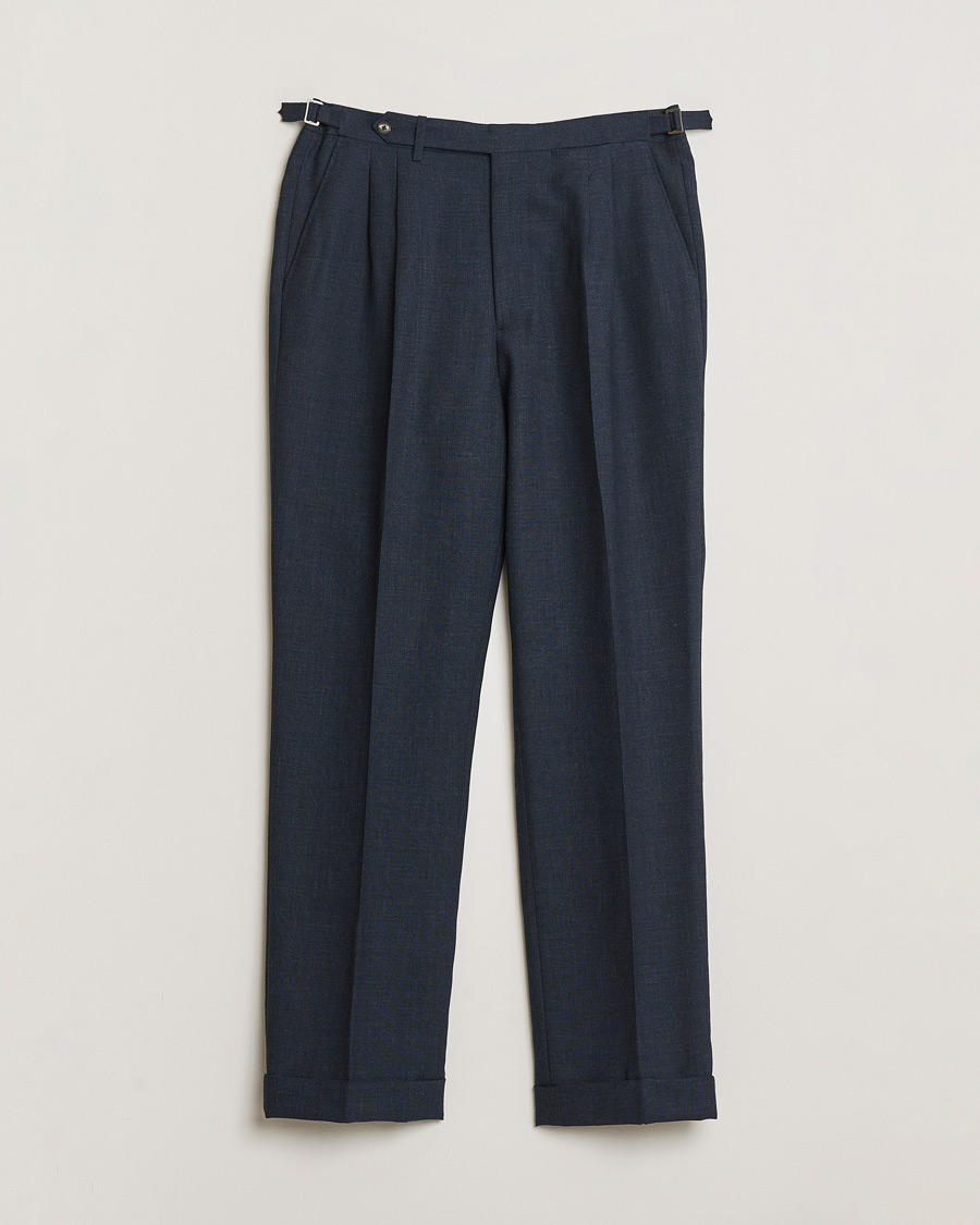 Herr | Pre-owned Byxor | Pre-owned | Berg&Berg High Waisted Double Pleated Wool Trousers Blue 52