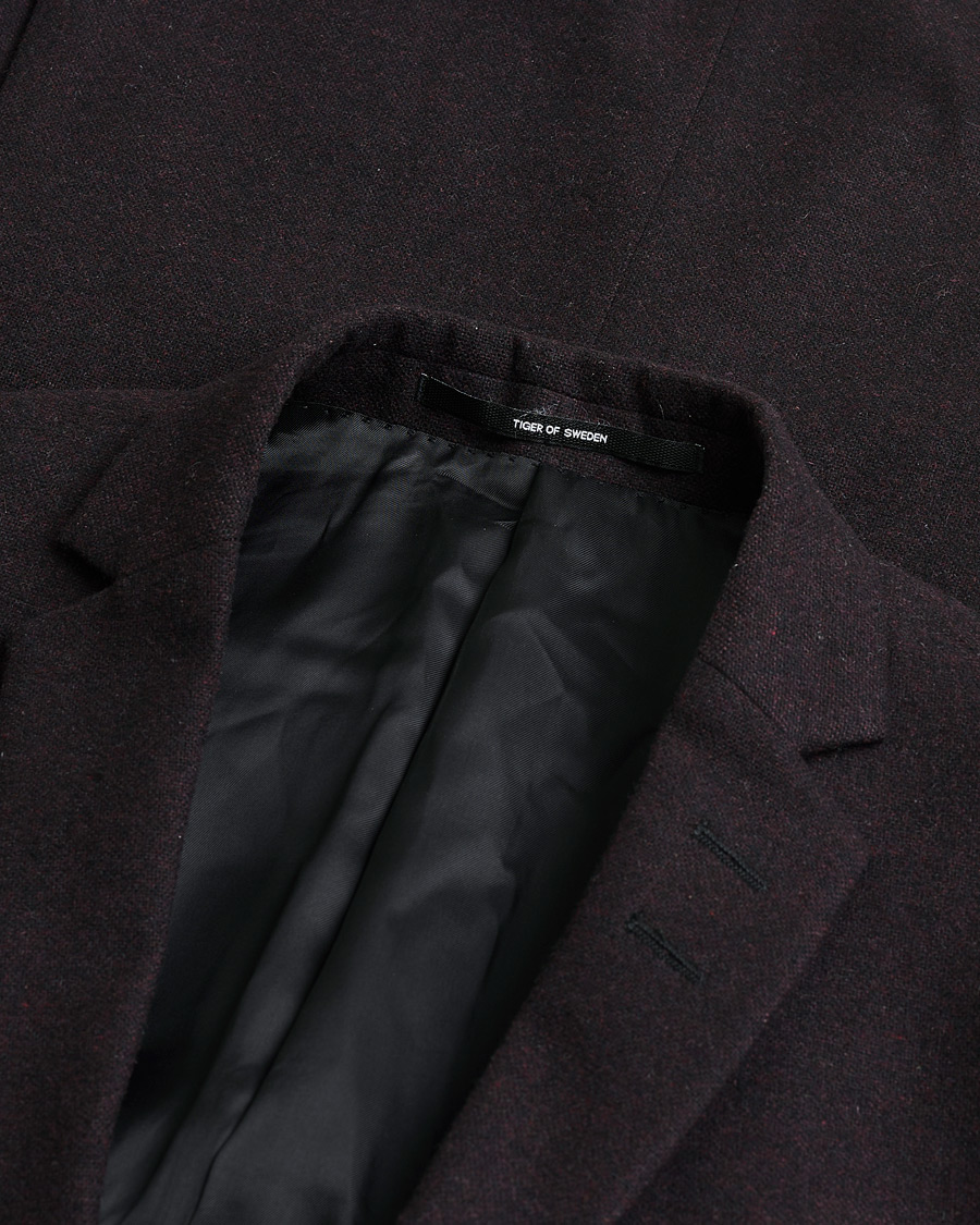Herr | Pre-owned Kavajer | Pre-owned | Tiger of Sweden Flannel Wool Blazer Burgundy 48