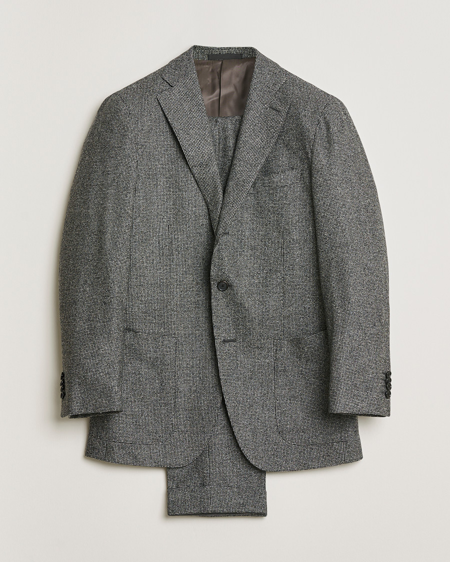 Herr | Pre-owned Kostymer | Pre-owned | Caruso Houndstooth Wool Suit Grey 50