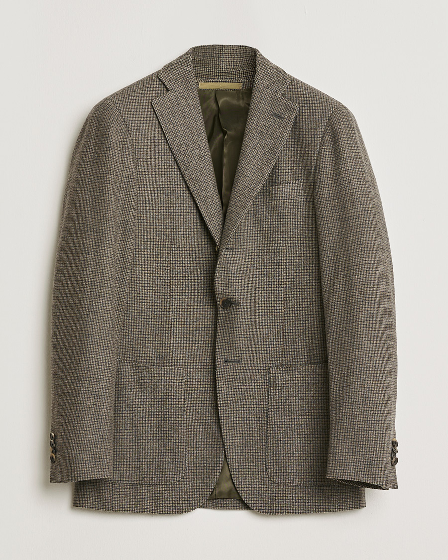 Herr | Pre-owned Kavajer | Pre-owned | Caruso Wool Houndstooth Blazer Brown 46