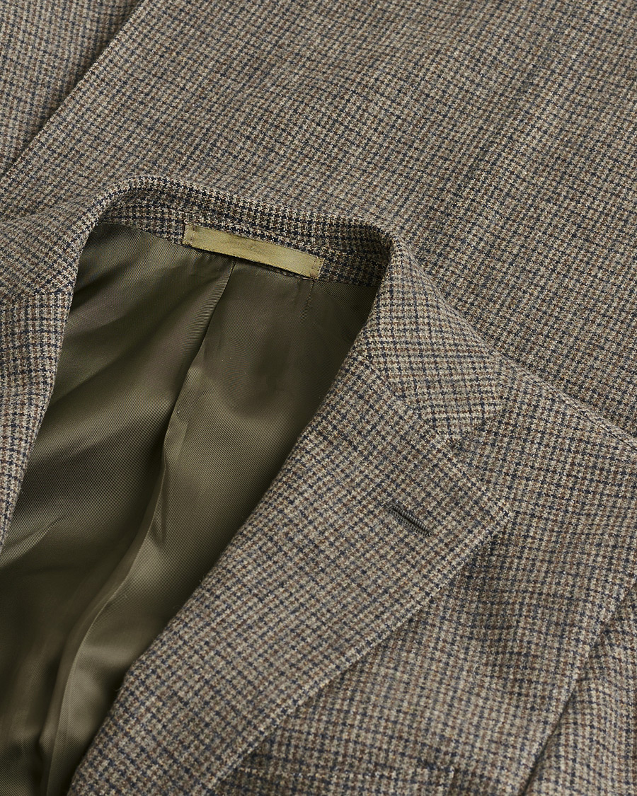 Herr | Pre-owned Kavajer | Pre-owned | Caruso Wool Houndstooth Blazer Brown 46