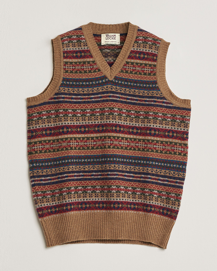 Herr | Pre-owned Tröjor | Pre-owned | William Lockie Wool Fair Isle Vest Tan S