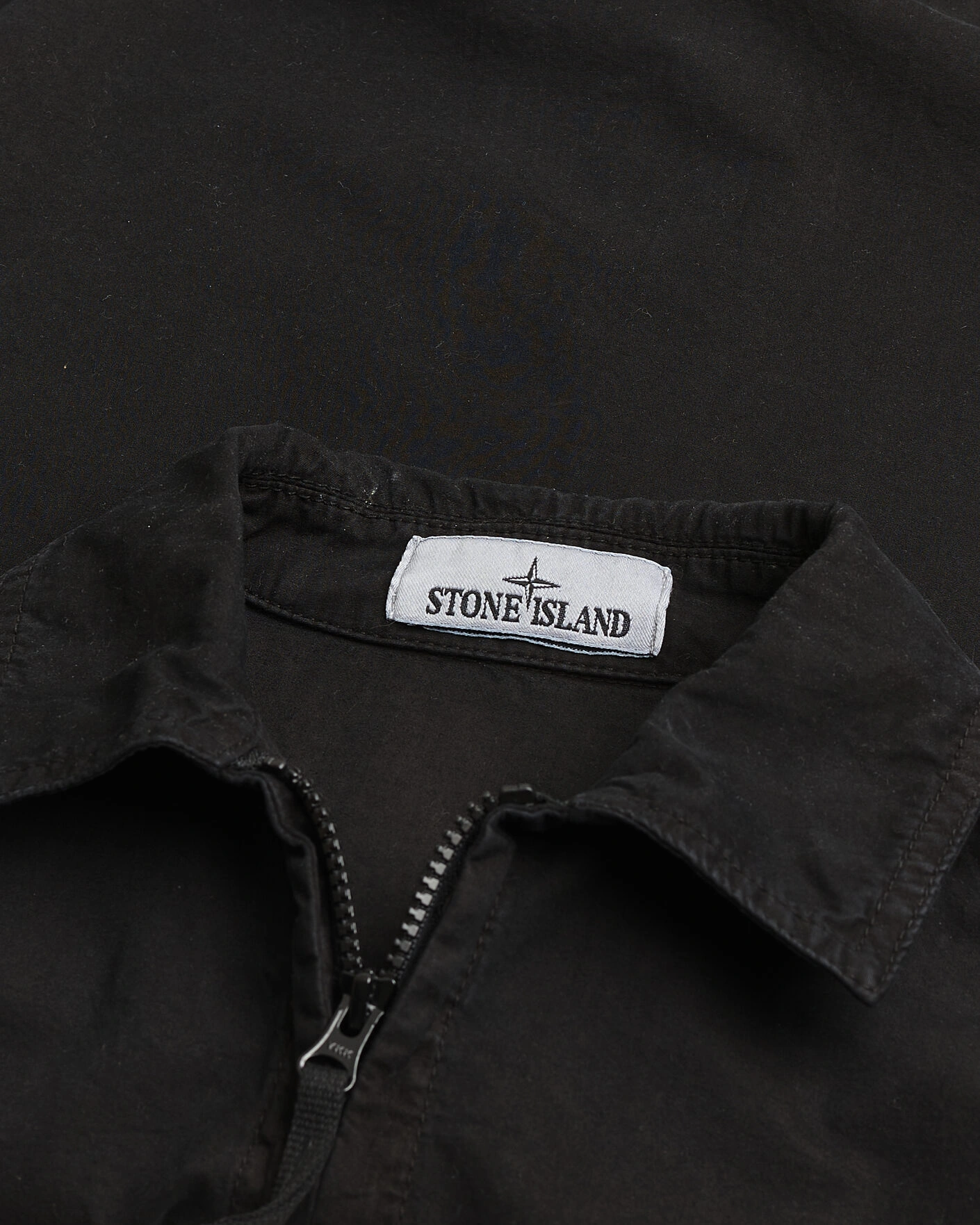 Herr | Pre-owned Skjortor | Pre-owned | Stone Island Brushed Cotton Canvas Zip Overshirt Black S