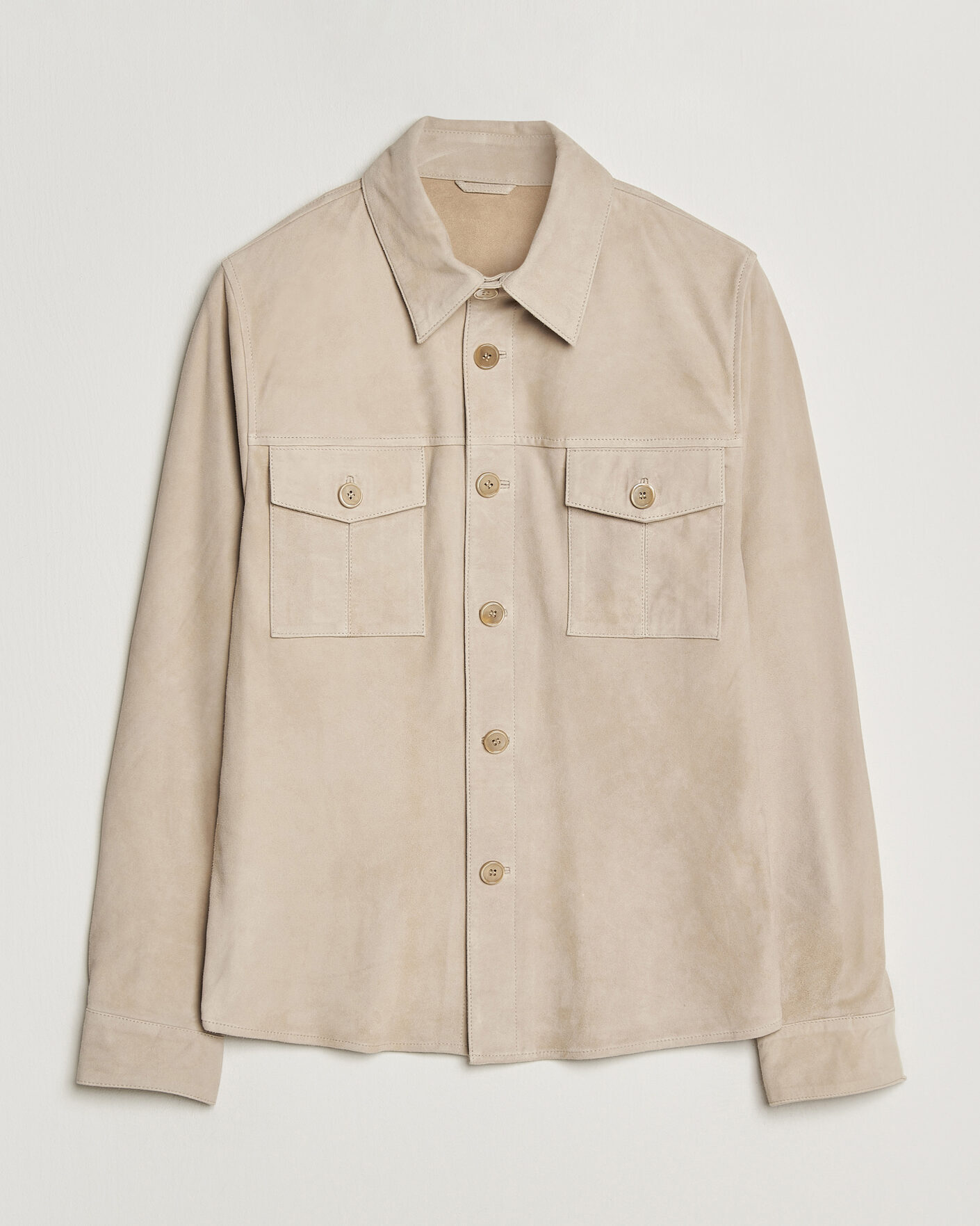Herr | Stenströms Suede Pocket Overshirt Beige M | Pre-owned | Stenströms Suede Pocket Overshirt Beige M