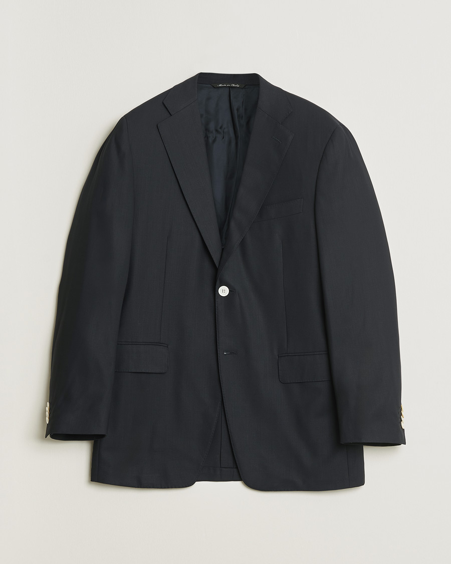 Herr | Pre-owned Kavajer | Pre-owned | Canali Hopsack Wool Blazer Navy 50