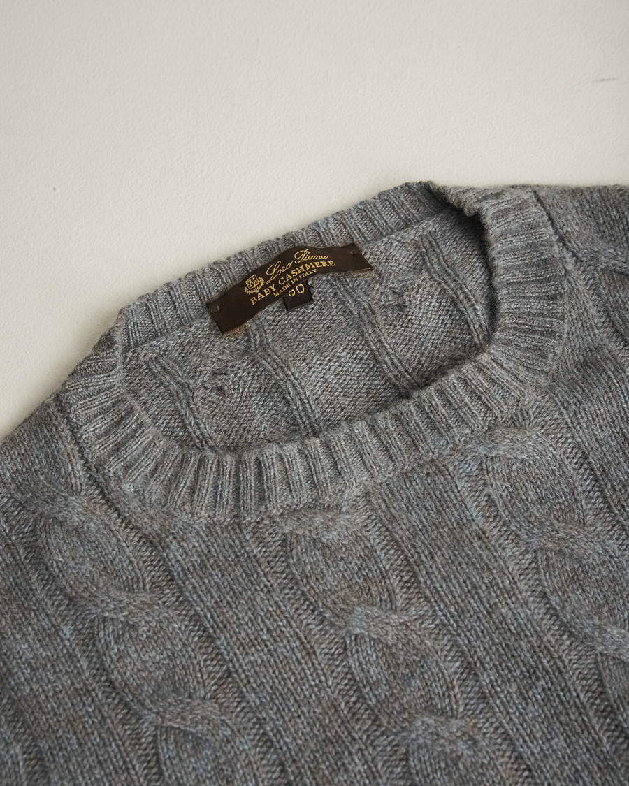 Herr | Pre-owned Tröjor | Pre-owned | Loro Piana Baby Cashmere Cable Pullover Grey 50